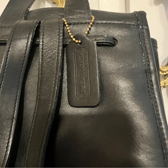 Coach Vintage Black Leather Drawstring Backpack 9791 - Picture 7 of 15